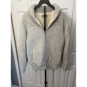 The Normal Brand Knit Wool Sherpa Lined Zip Up Sweater Jacket Stone Men's M
